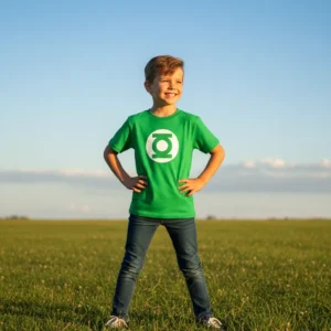 1 Camiseta Verde Infantil Unissex Lanterna Verde Super Herói mlr