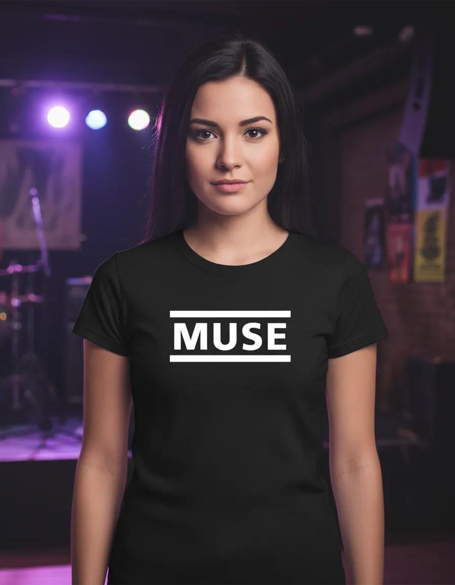 Camiseta Preta Feminina Baby Look Muse Banda Rock mlc