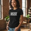 Camiseta Preta Feminina Baby Look Muse Banda Rock mlc