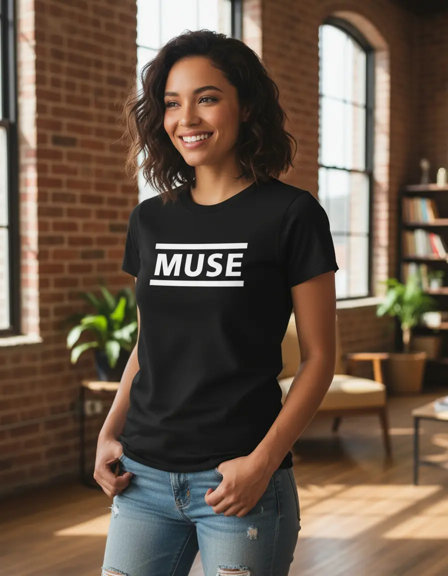 Camiseta Preta Feminina Baby Look Muse Banda Rock mlc