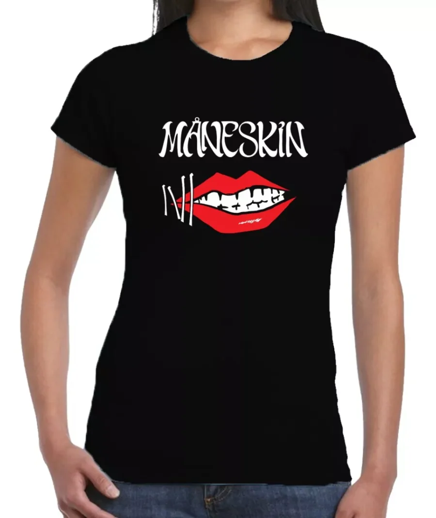 Camiseta Baby Look Feminina Maneskin Rock-preto Camiseta Baby Look Feminina Maneskin Rock