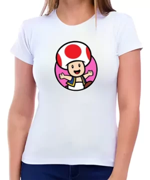 Camiseta Feminina Toad Mario Bros ( Baby Look )