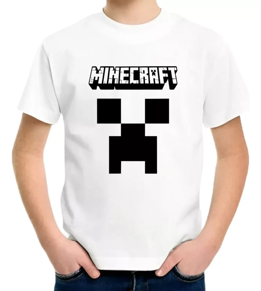 Camiseta Infantil Minecraft Creeper Estampa Silk T-shirt