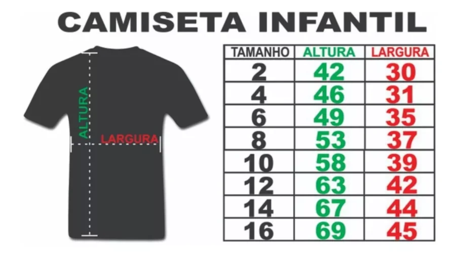 Camiseta Mario ( Infantil )-medidas Camiseta Mario ( Infantil )