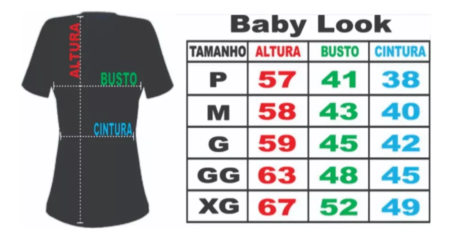 Camiseta Mulher Maravilha Adulto Baby Look-medidas Camiseta Mulher Maravilha Adulto Baby Look