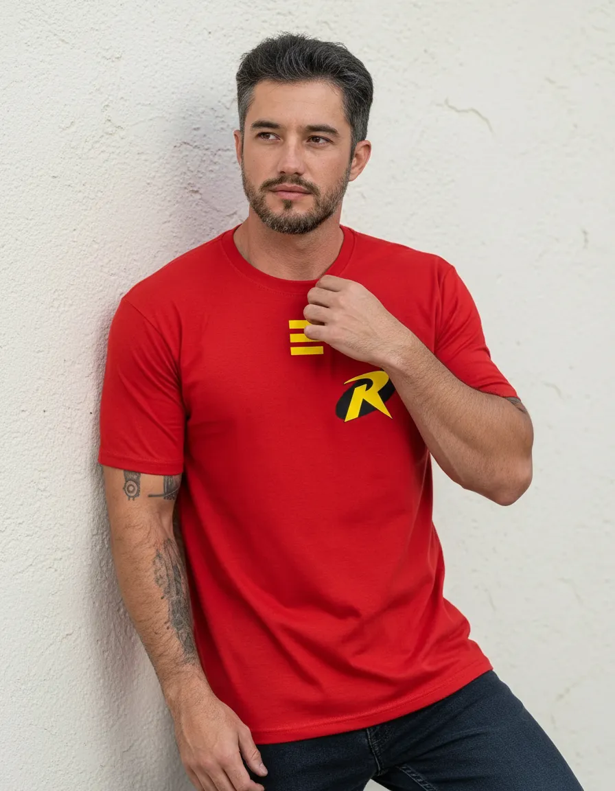 D_NQ_NP_2X_602531-MLA113854986963_062026-F-camiseta-manga-curta-aduulto-vermelha-robin-dc-comics Camiseta Manga Curta Adulto Tradicional Vermelha Robin Silk Screen Manual mlr
