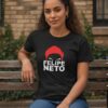 Camiseta Preta Baby Look Feminina Youtuber Felipe Neto mlr
