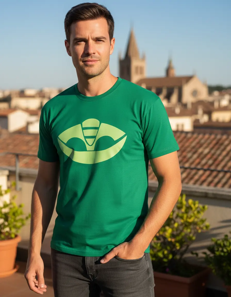 Camiseta Manga Curta Verde Adulto Unissex Lagartixo Pj Masks spe
