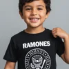 Camiseta Preta Infantil Unissex Banda Ramones  mlr