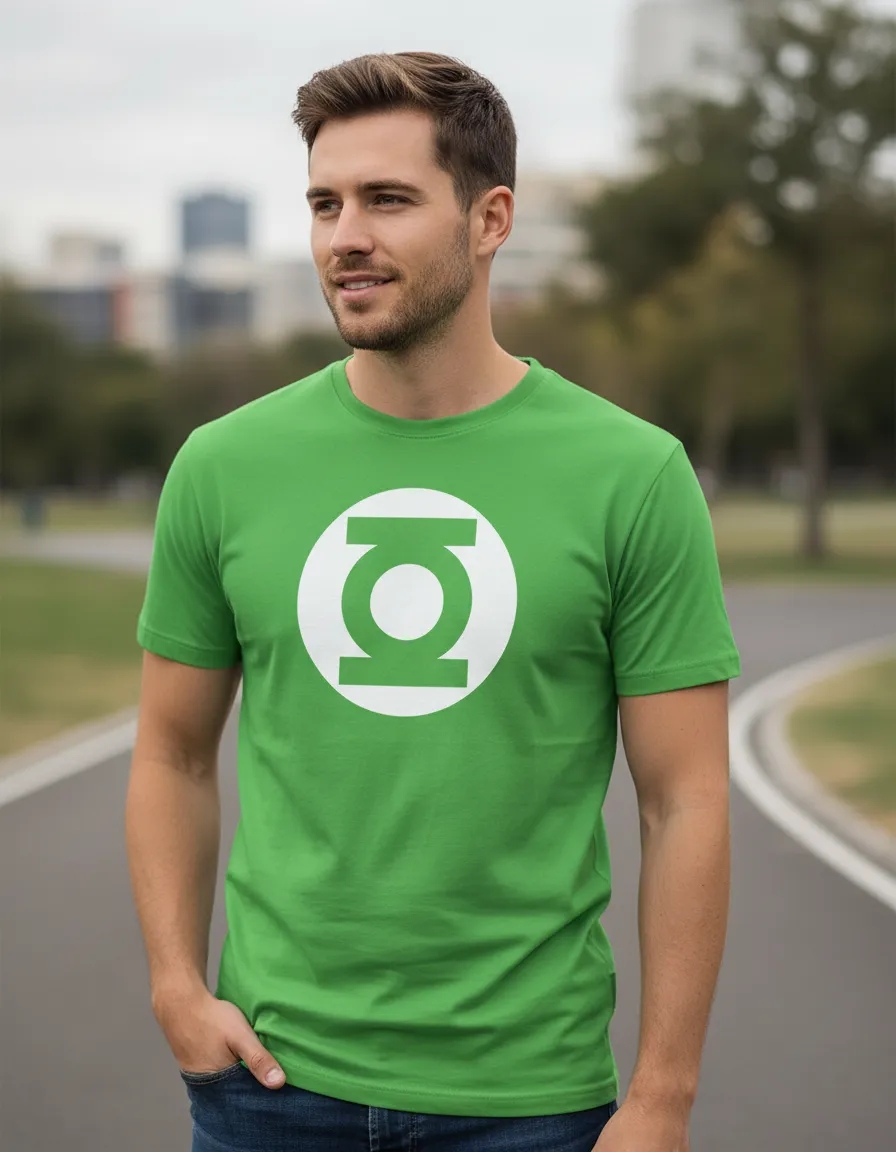 Camiseta Adulto Manga Curta Malha PV Verde Lanterna Verde Estampa Silk Screen Manual HQ Premium mlc