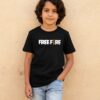 Camiseta Preta Infantil Freefire Battle Royale Video Game mlr