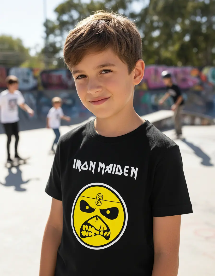 Camiseta Infantil Unissex Iron Maiden Logo Banda Rock mlr