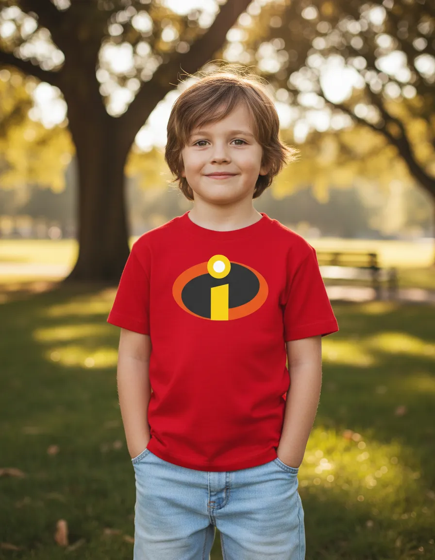 D_NQ_NP_2X_823334-MLB113993134678_072026-F-camiseta-infantil-os-incriveis Camiseta Manga Curta Vermelha Infantil Unissex Os Incríveis Silk Screen Manual Premium mlc