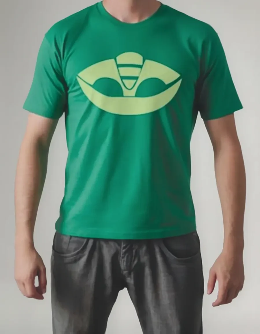 Camiseta Manga Curta Verde Adulto Unissex Lagartixo Pj Masks spe