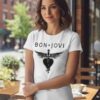 Camiseta Branca Feminina Baby Look Bon Jovi mlc