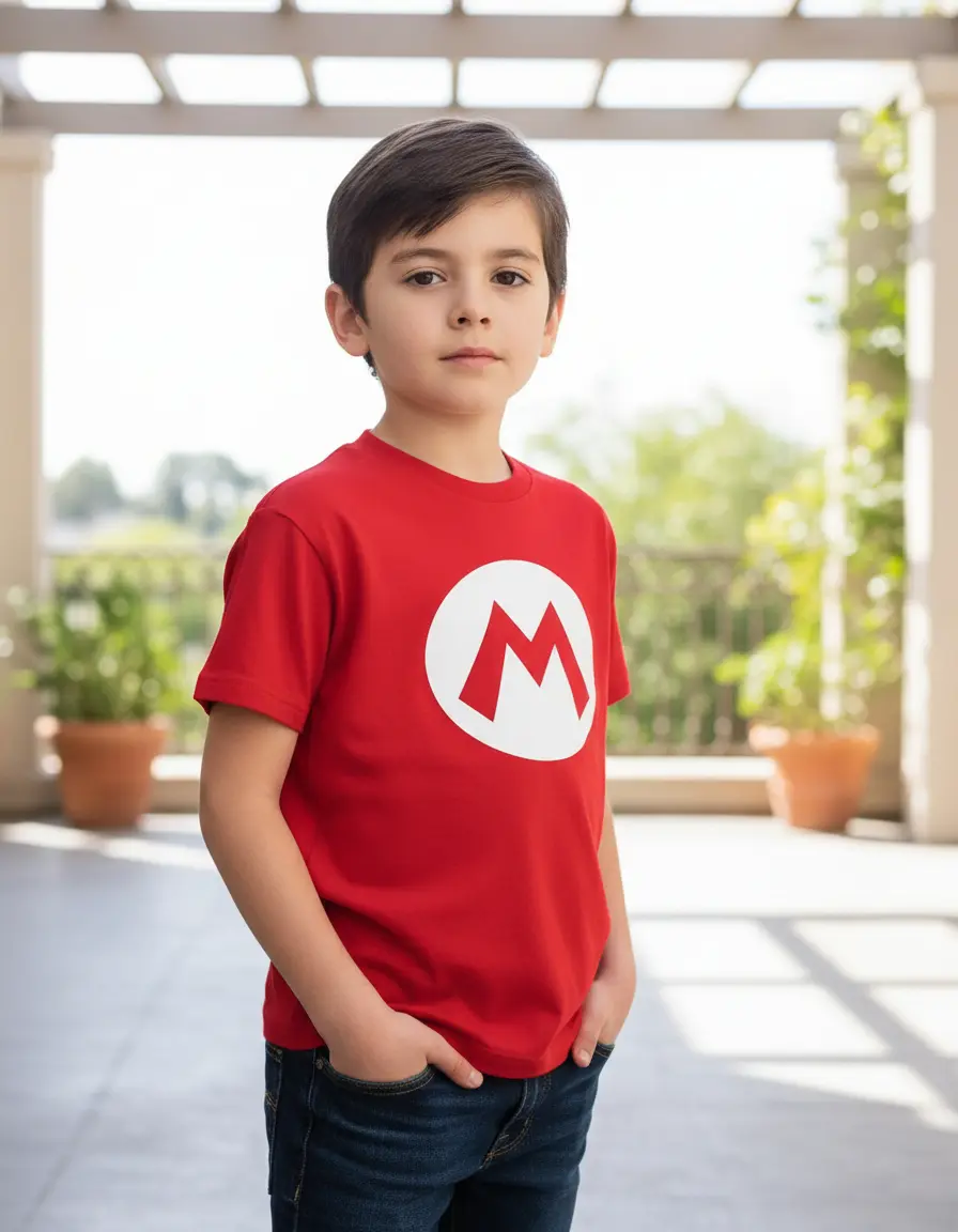 D_NQ_NP_2X_942604-MLA103983222293_012026-F-camiseta-infantil-mario-bros-1-pc- Camiseta Manga Curta Unissex Infantil Mário Bros Logo M Vermelho