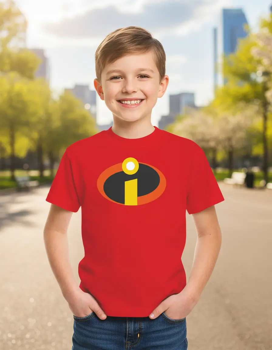 D_NQ_NP_2X_949142-MLB93430923868_092025-F-camiseta-infantil-os-incriveis Camiseta Manga Curta Vermelha Infantil Unissex Os Incríveis Silk Screen Manual Premium mlc