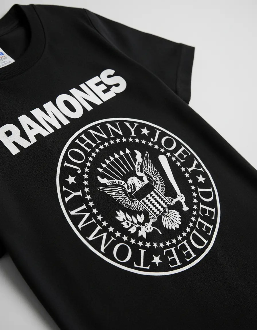 Camiseta Preta Infantil Unissex Banda Ramones  mlr