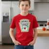 Camiseta Manga Curta Unissex Infantil Ketchup Heinz Vermelha