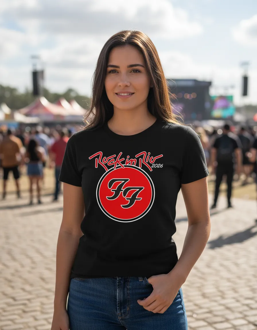 Camiseta Rock In Rio 2026 Foo Fighters Baby Look