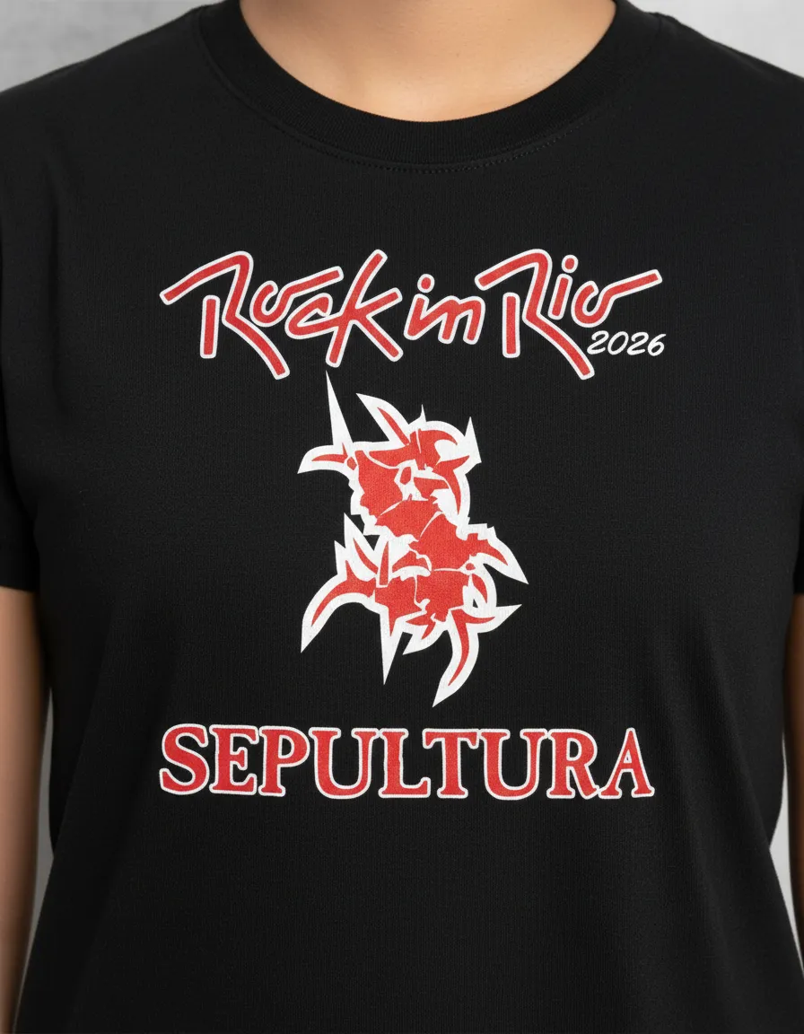 Camiseta Rock In Rio 2026 Sepultura Baby Look