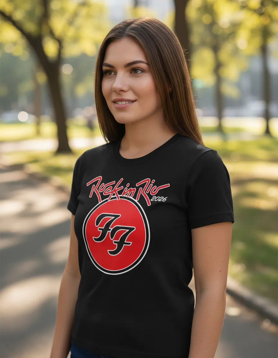 Camiseta Rock In Rio 2026 Foo Fighters Baby Look