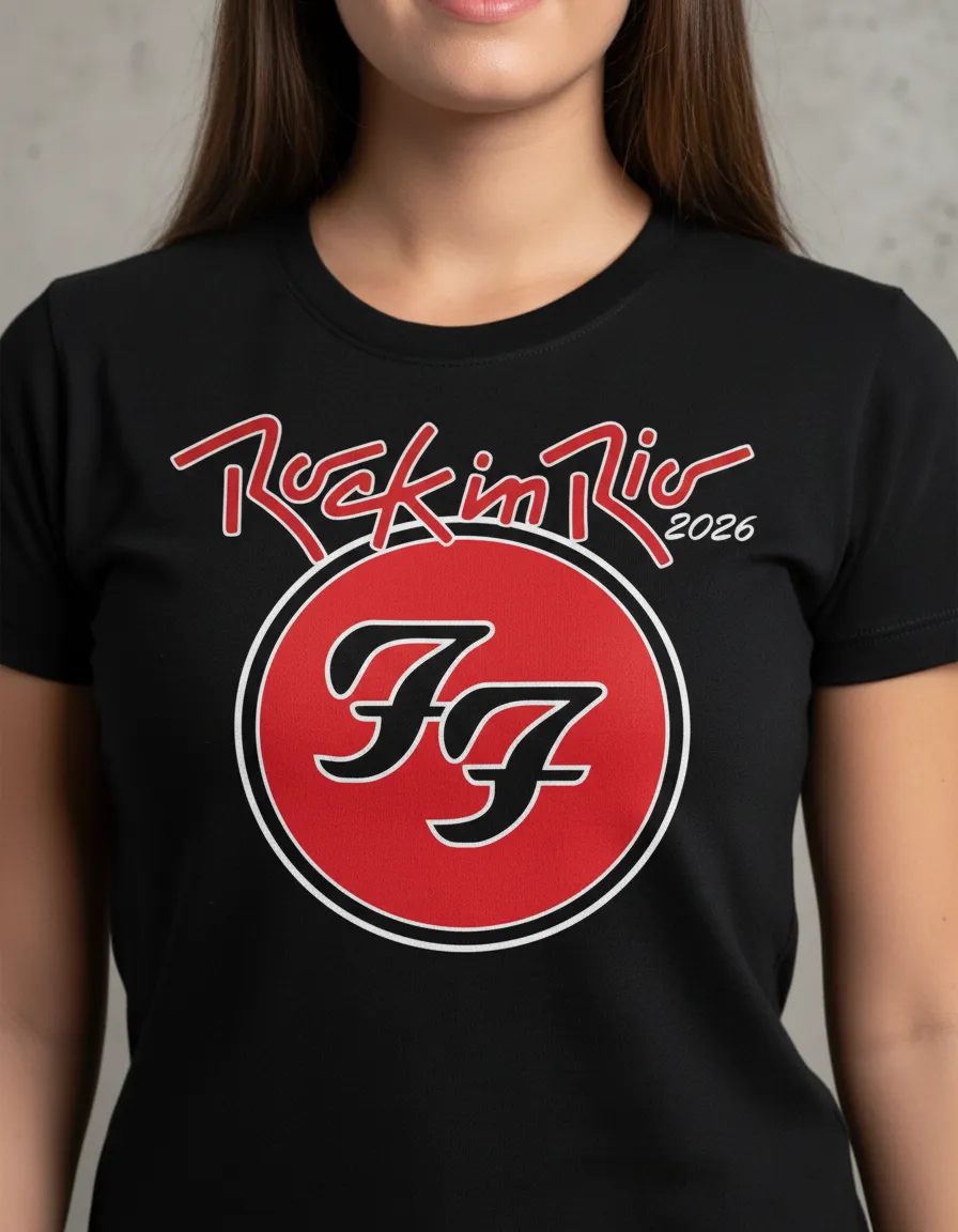 Camiseta Rock In Rio 2026 Foo Fighters Baby Look