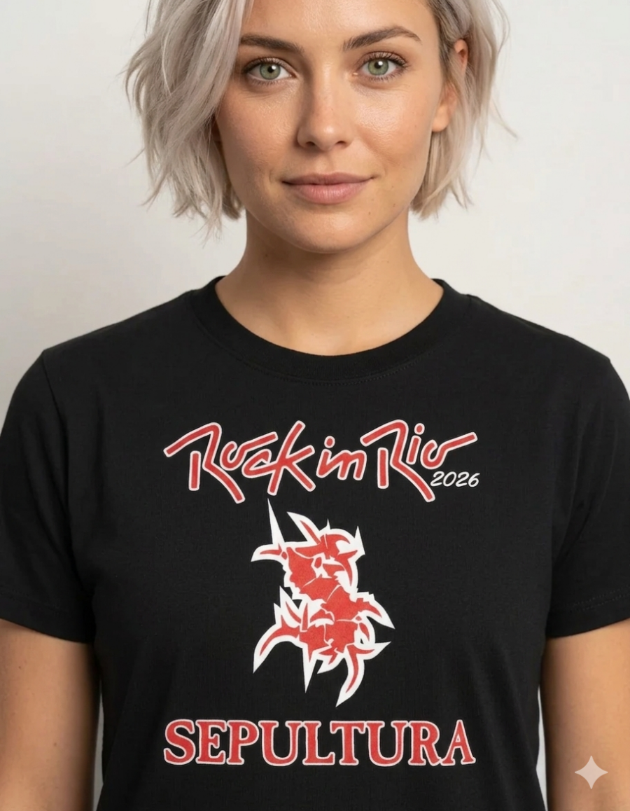 Camiseta Rock In Rio 2026 Sepultura Baby Look