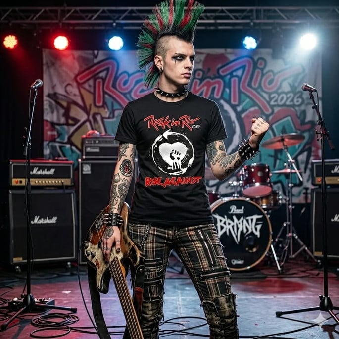 Camiseta Rock In Rio 2026 Rise Against Tradicional