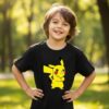008 Camiseta Pokémon Pikachu Infantil Unissex Preta