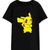 009 Camiseta Pokémon Pikachu Infantil Unissex Preta