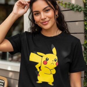 Camiseta Pokémon Pikachu Infantil Unissex Preta