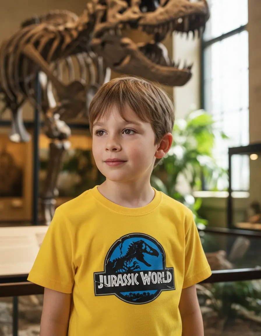 amarela_01 Camiseta Infantil Unissex Jurassic World Amarela