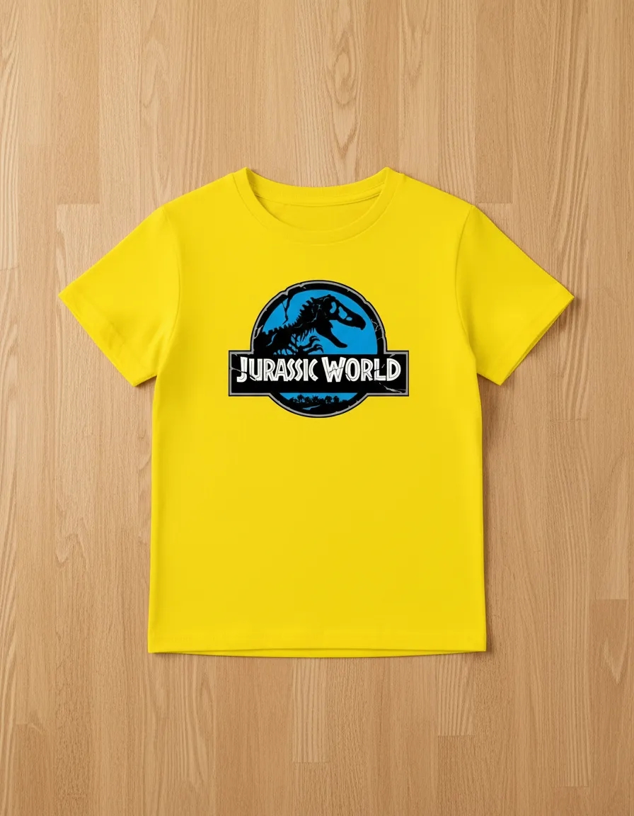 amarela_04 Camiseta Infantil Unissex Jurassic World Amarela