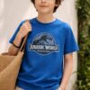 Camiseta Infantil Jurassic World Dinossauro Azul Royal