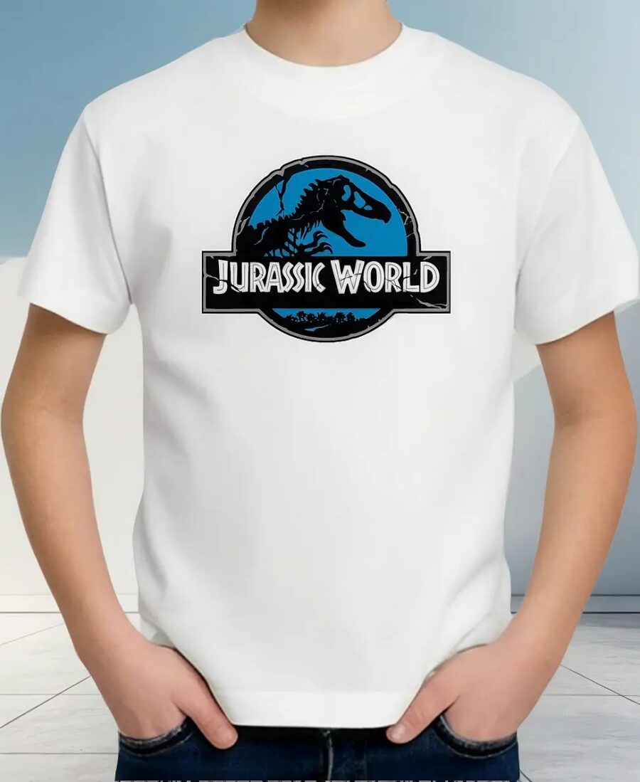 Camiseta Jurassic World Dinossauro Infantil Branca