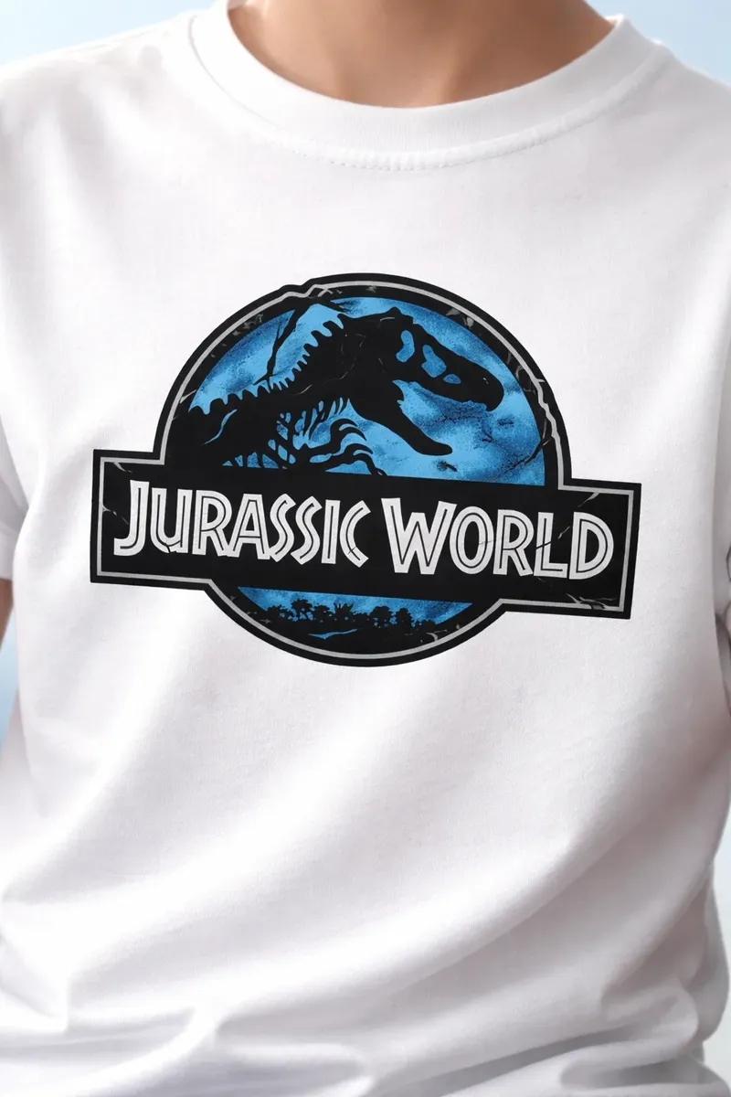 Camiseta Jurassic World Dinossauro Infantil Branca