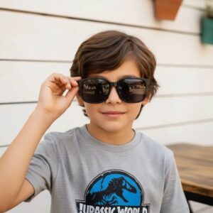 Camiseta Infantil Jurassic World Dinossauro Cinza Mescla