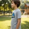 Camiseta Infantil Jurassic World Dinossauro Cinza Mescla