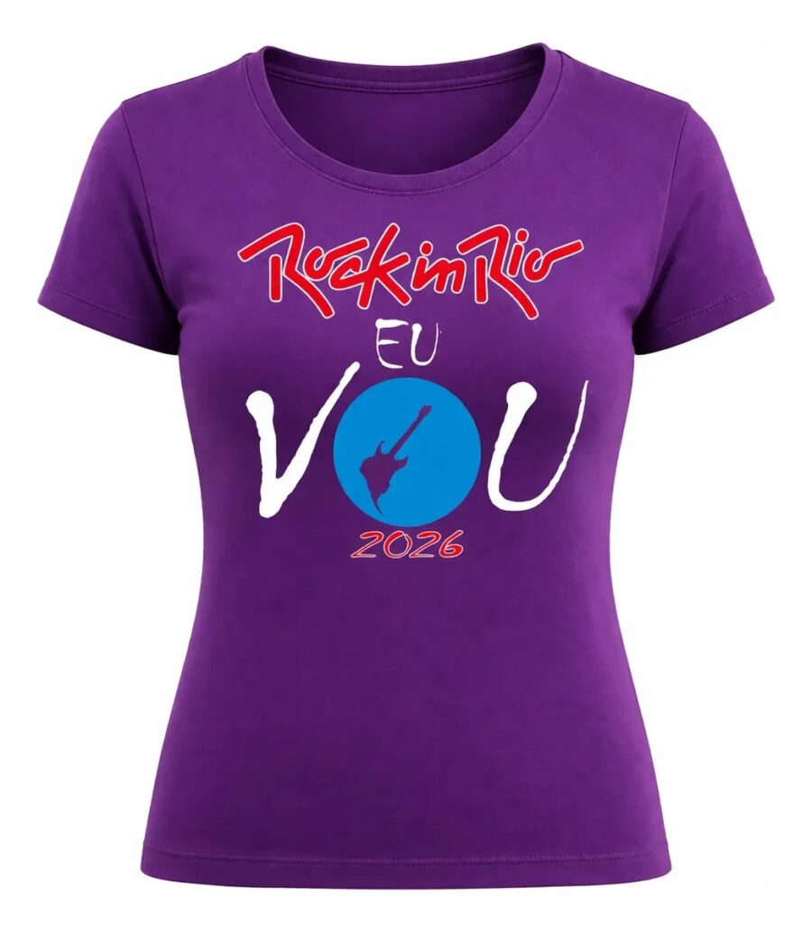 Camiseta Baby Look Unissex Rock In Rio 2026 Eu Vou Roxa