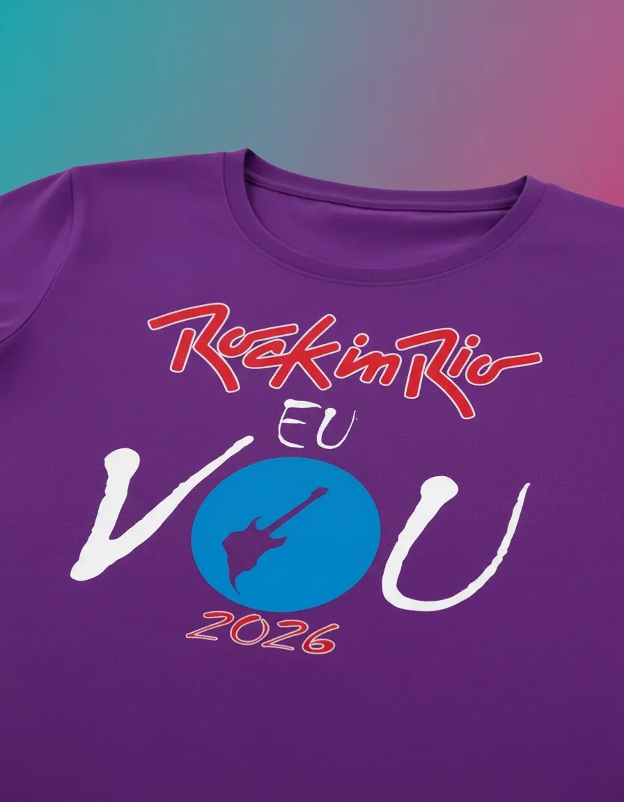 Camiseta Baby Look Unissex Rock In Rio 2026 Eu Vou Roxa
