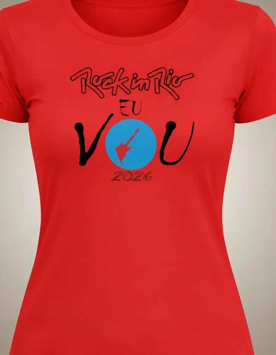 rir0018 Camiseta Rock In Rio Eu Vou 2026 Baby Look Vermelha