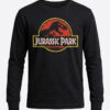 Camiseta Infantil Blusa Manga Comprida Jurassic Park Preta  Silk Scren Manual Premium