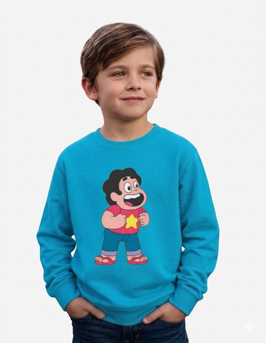 1d Blusa Moletom Algodão Flanelado Infantil Unissex Azulturquesa Steven Universo Estampa Silk Screen