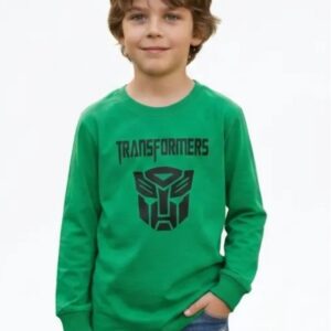2 Camiseta Infantil Manga Comprida Longa Malha PV Verde Transformers Estampa Silk Screen Manual Prime