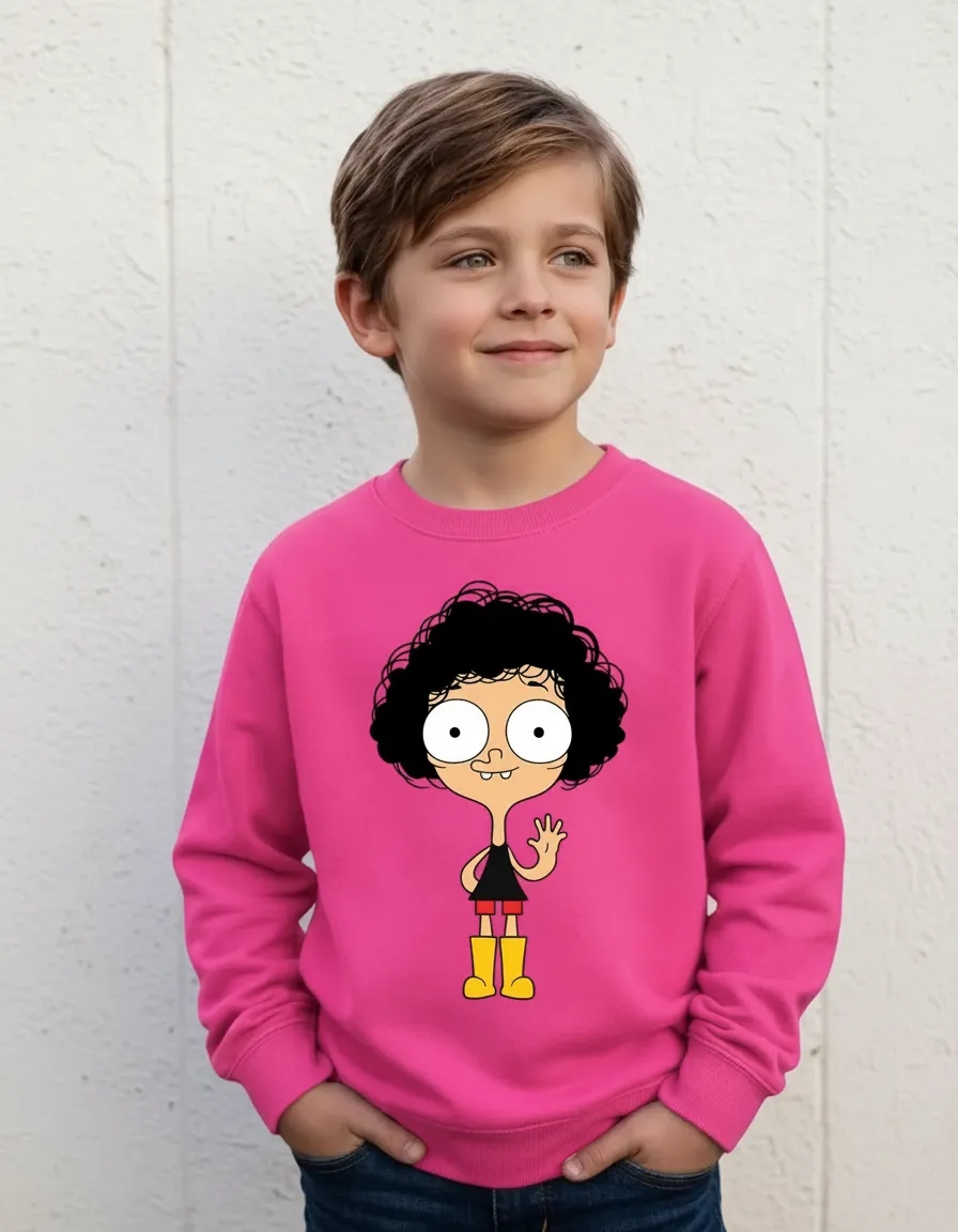 Blusa Moletom Flanelado Rosa Infantil Unissex Irmão do Jorel Estampa Silk Screen Manual Spe