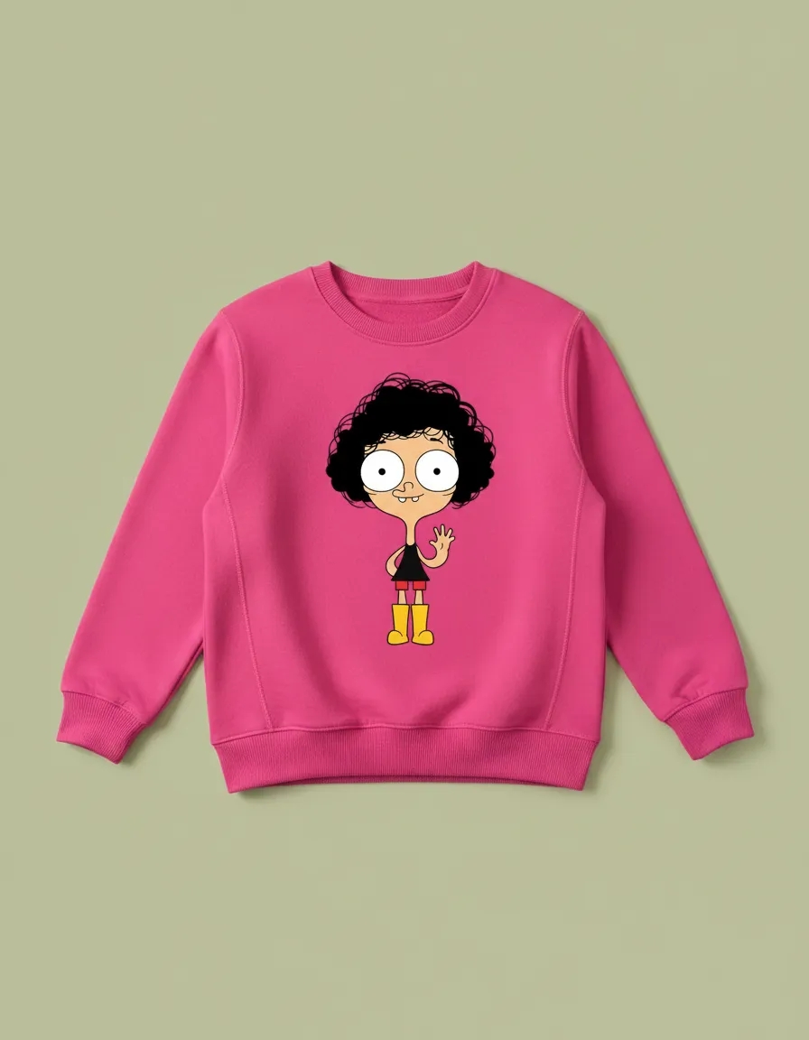 Blusa Moletom Flanelado Rosa Infantil Unissex Irmão do Jorel Estampa Silk Screen Manual Spe