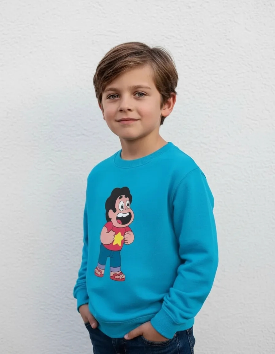 D_NQ_NP_2X_627364-MLA114426838357_072026-F Blusa Moletom Algodão Flanelado Infantil Unissex Azulturquesa Steven Universo Estampa Silk Screen