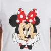 Camiseta Manga Curta Adulto Baby Look Feminina Branca Minnie Mouse mlr