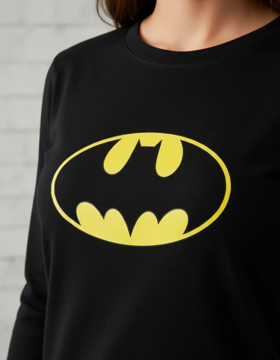 D_NQ_NP_2X_637085-MLA113884048485_062026-F Camiseta Malha PV Manga Longa Feminina Baby Look Preta Batman